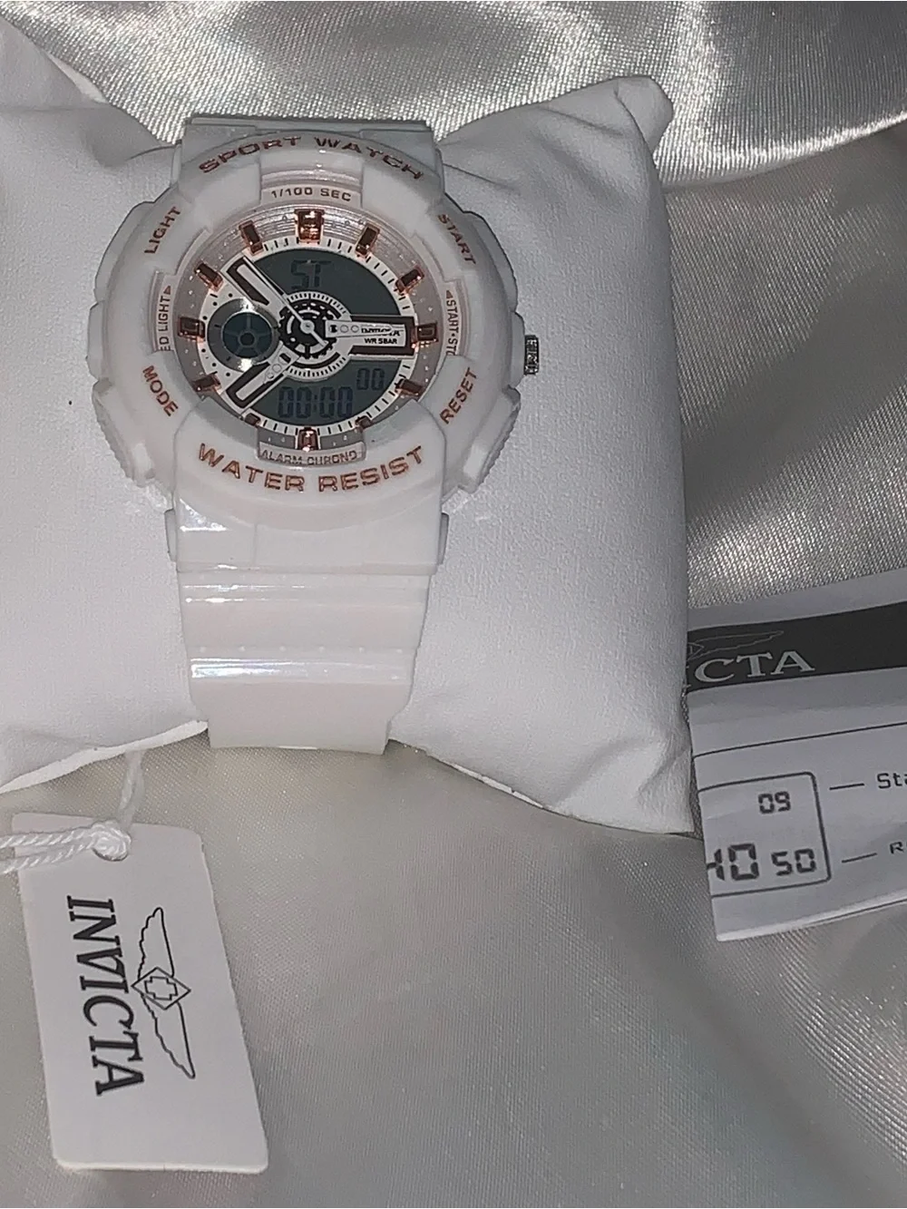 Invicta White and Rose Gold Digital-Analog Sport Watch